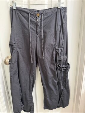 XCVI women’s cropped wide leg Cargo Pants in Charcoal Gray